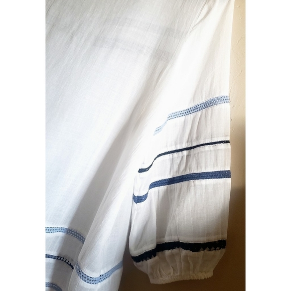 J. Jill Top White XS Peasant Bohemian Gypsy Mother of Pearl Buttoned Pullover - Picture 14 of 14